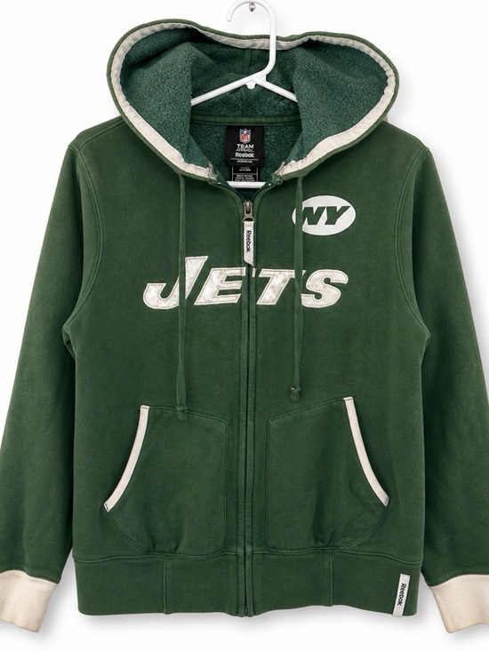 Reebok Tops - Reebok NFL NY Jets Hoodie Zip Up Green Women’s Medium Fleece Lined